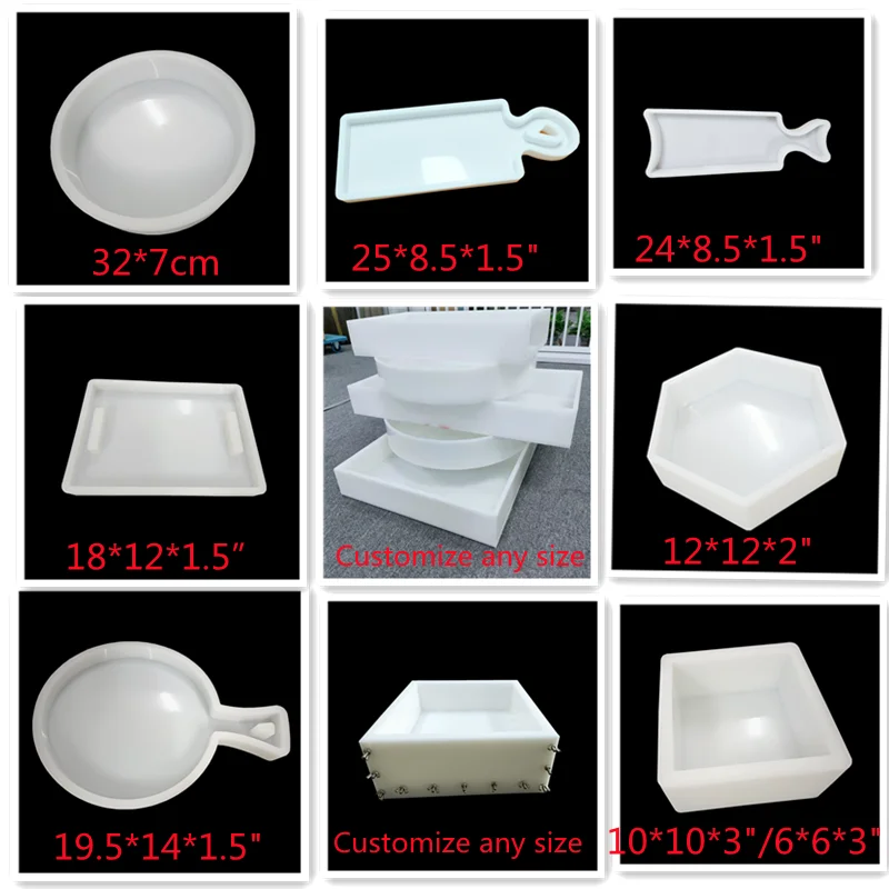 Resin Silicone Tray Big Thick  Molds Casting Mold for Epoxy Resin DIY Resin Large Serving Rectangle Shape Handle Silicone Mold