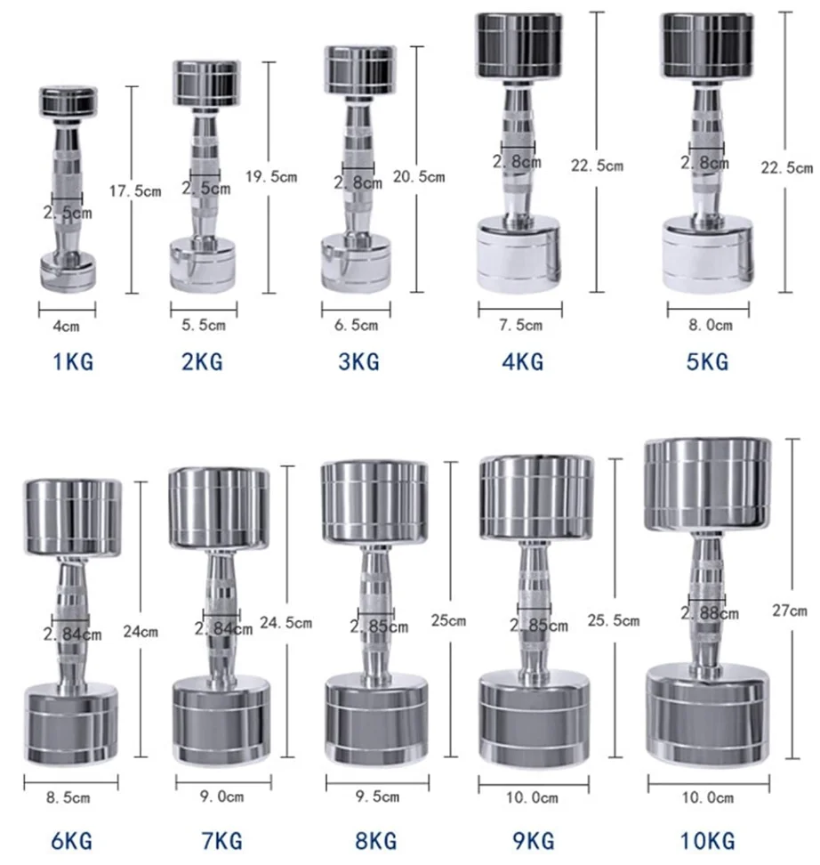 JIKE  Dumbbell Set 2 kg-10 kg Gym Home Body Building Training Workout Man (Color: silver)