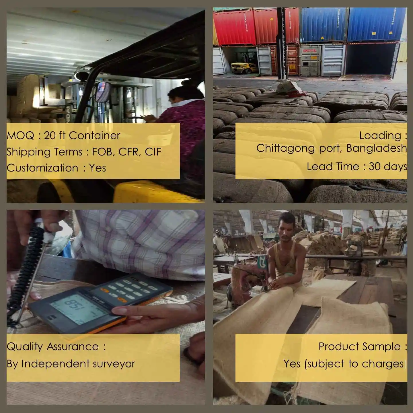 83x45 inch 1360g Hessian cottonpack for raw cotton packing burlap jute sack best gunny bags wholesale Goodman Global Bangladesh