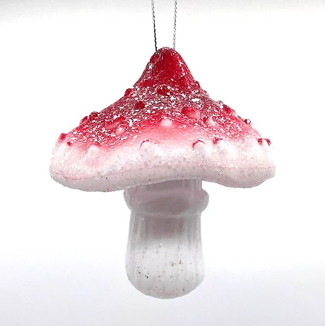 Christmas New Year Decoration Pearlized Matt Coffee Brown Acrylic 3D Mushroom Ornament