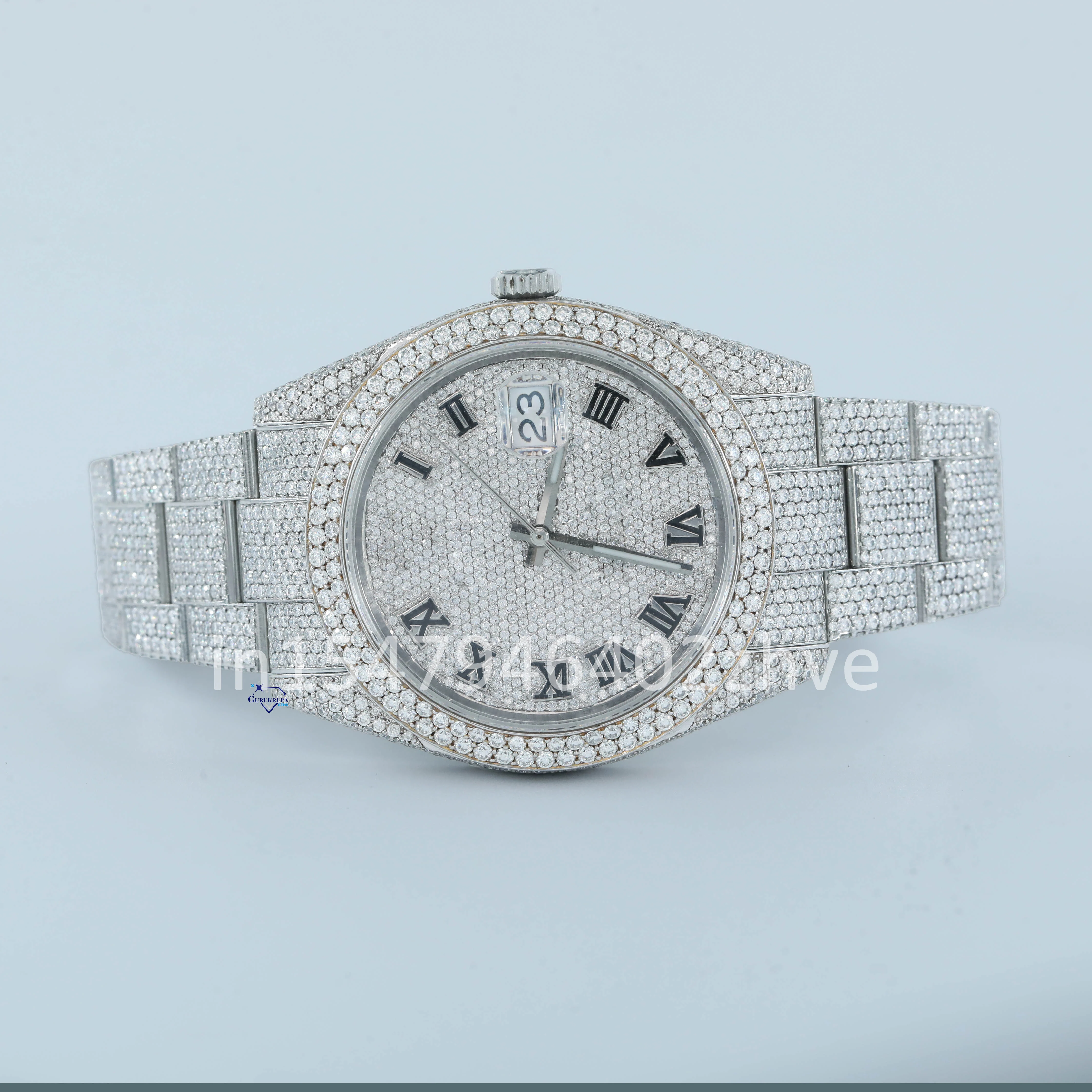 Brilliant round cut fully iced out moissanite diamond watch for men perfect for any occasion beauty with VVS clarity diamond