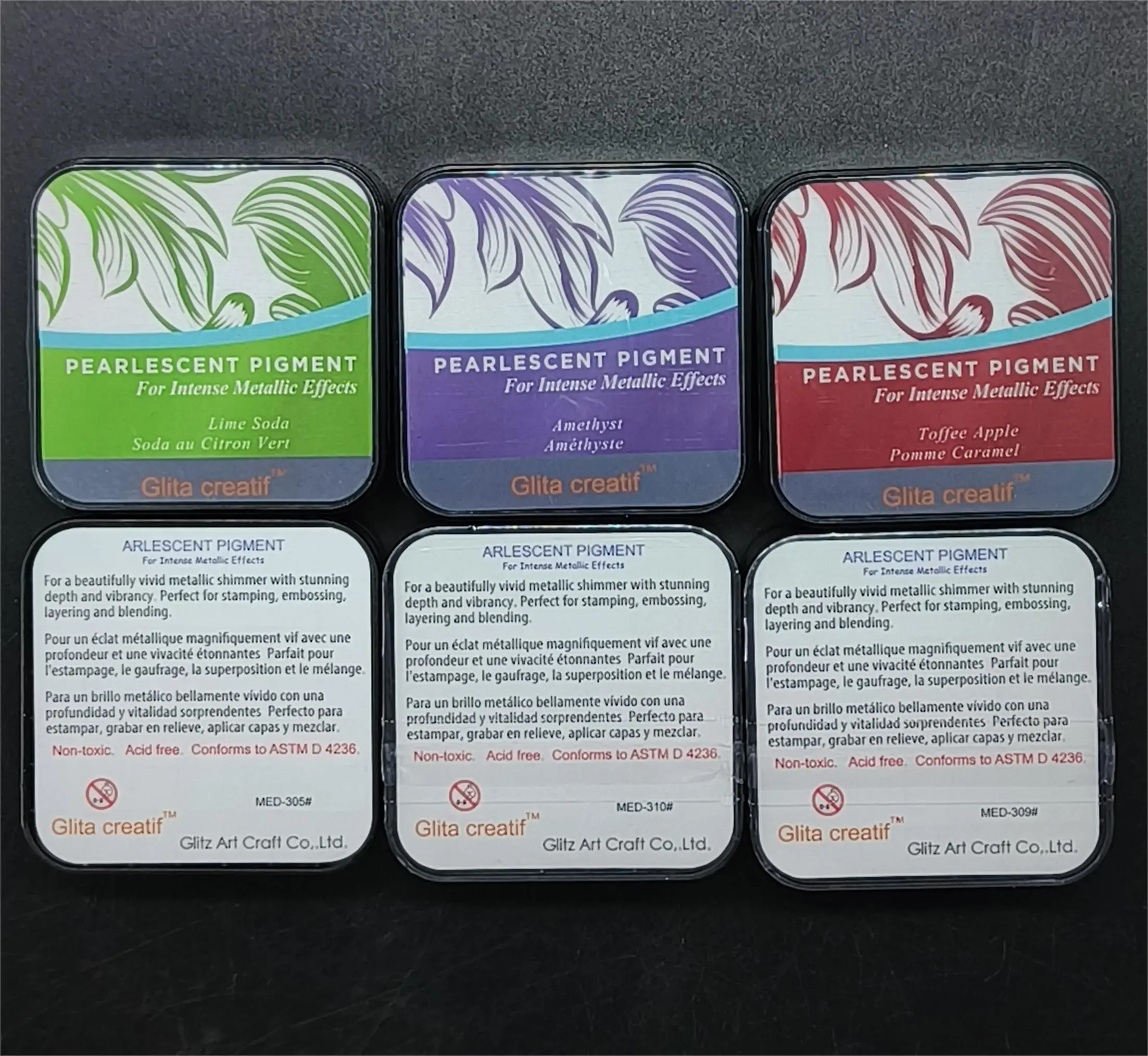 Special pearlescent ink pad Kids DIY Scrapbook Colorful intense metallic effect Stamp Pads flash color for Finger painting