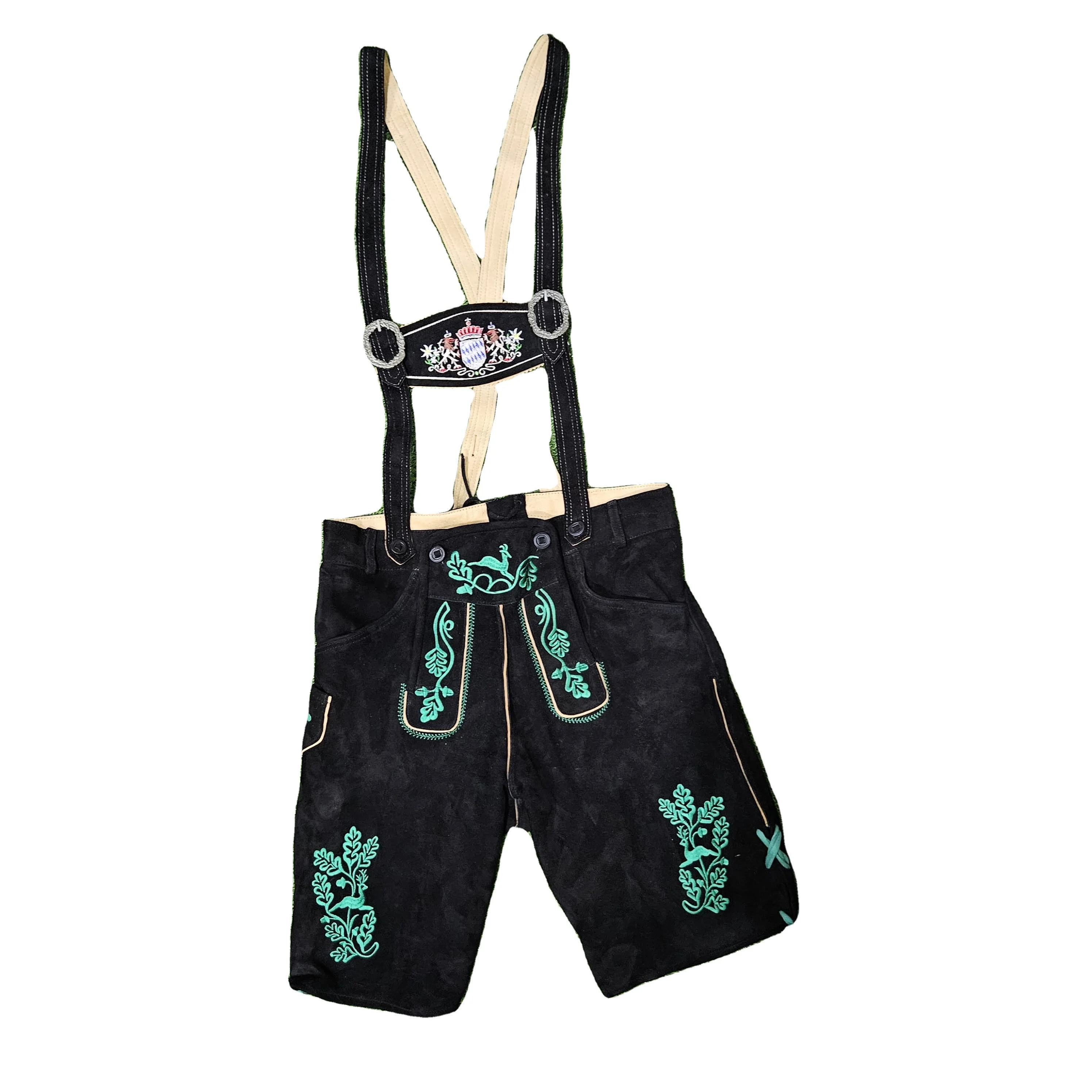 wholesale price original leather black colour bavarian lederhosen with embridorey german festival available in diff size,colours