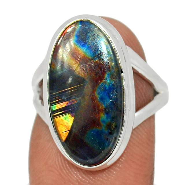UV Overseas - Spectrolite Labradorite Gemstones & Jewellery 925 Sterling Silver Vintage Jewelry Charm Rings For Girls