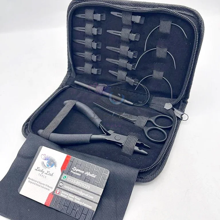 BM-Black Matte Wholesale Hot Selling Surgical Grade Stainless Steel Hair Extension Pliers Tools Kit/Hair Extensions tools