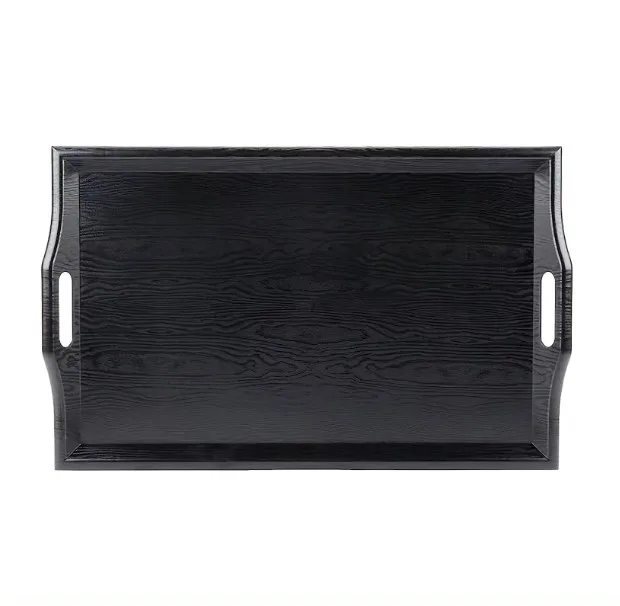 Hot Sale Food Grave Pine Wood Rectangular Tray Large Size Flat Serving Tray with Handles Factory Wholesale Prices Trays