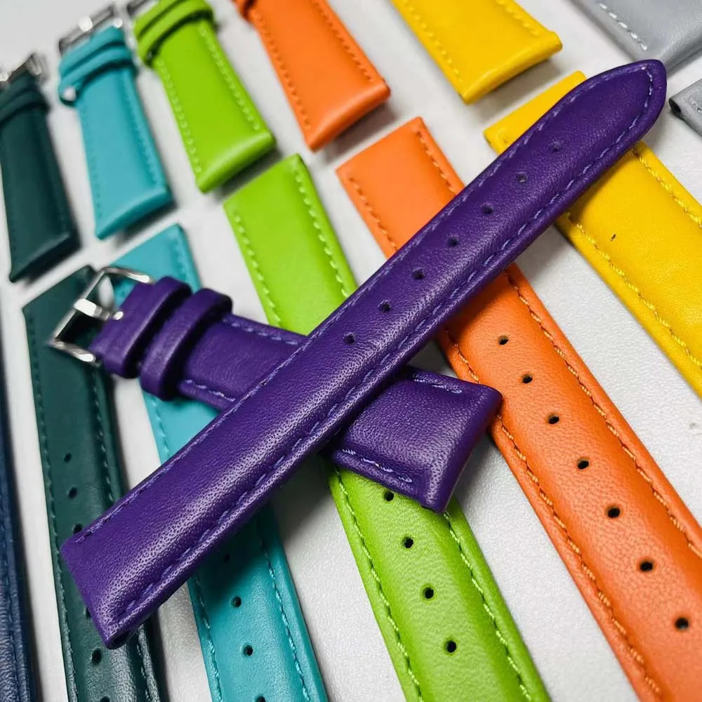 Factory Top Quality ODM Navy Universal 10Mm Italian Leather Replacement Watch Strap Italian nappa For Classic Watch