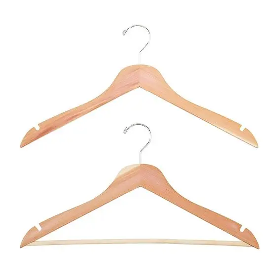 Custom wooden cloth & Coat  hangers with logo Eco friendly wooden clothes hangers wholesale wooden hangers with natural
