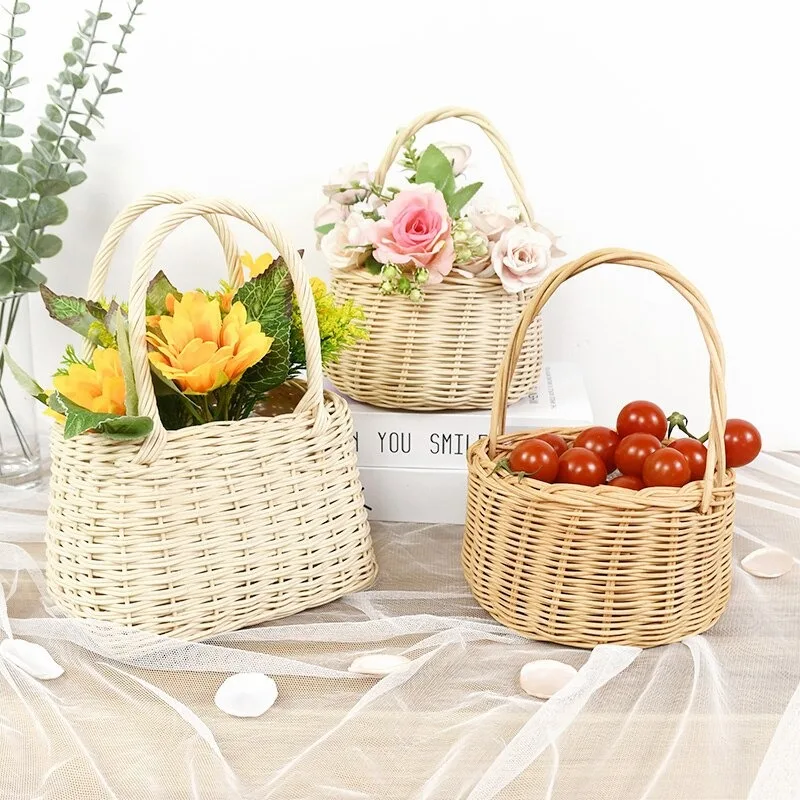 Hot selling rattan flower basket competitive price unique hand made wicker gift baskets for flowers