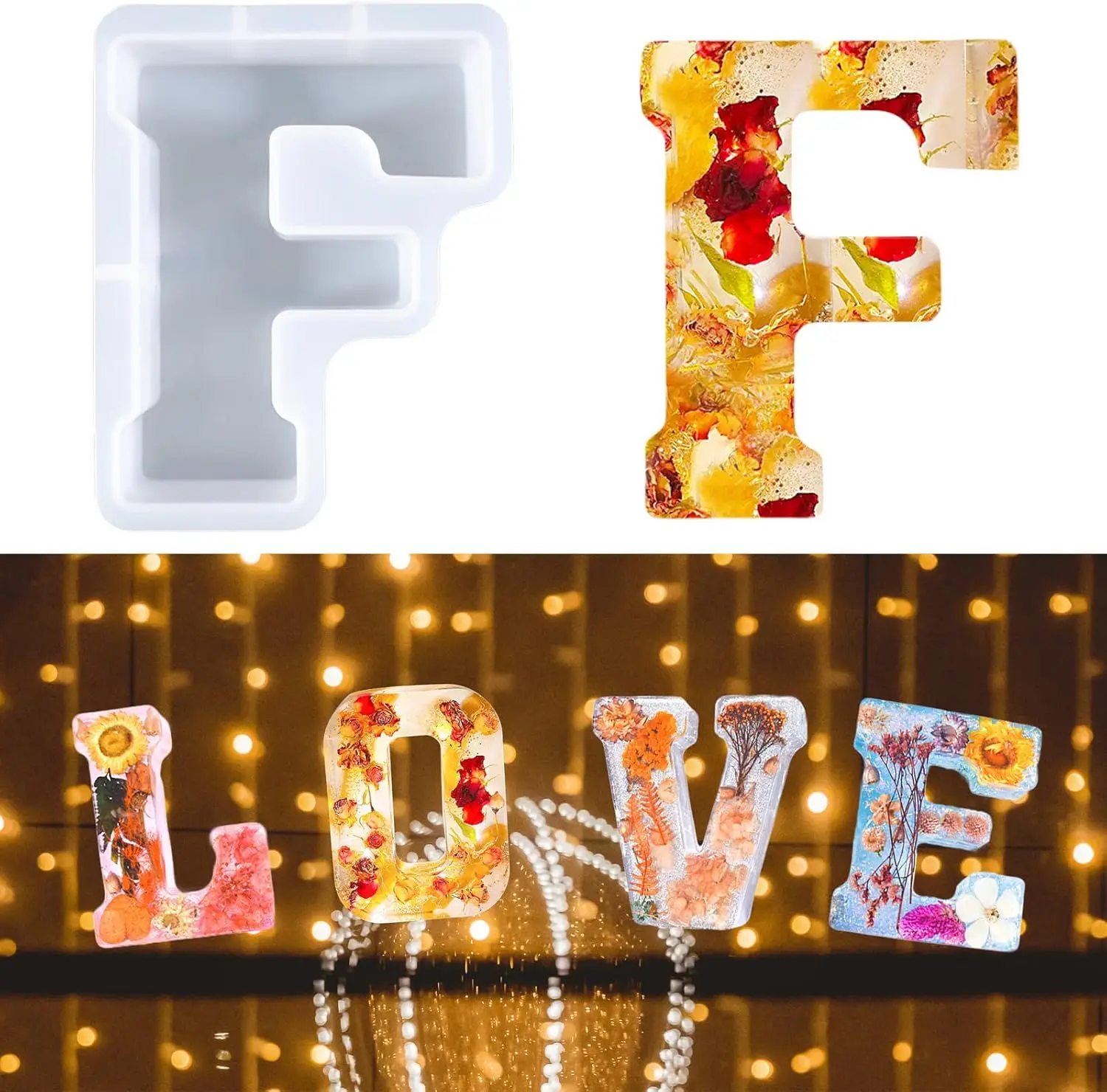 Large size 3D letter F capital letter symbol silicone mold suitable for home decoration jewelry making tools party decoration