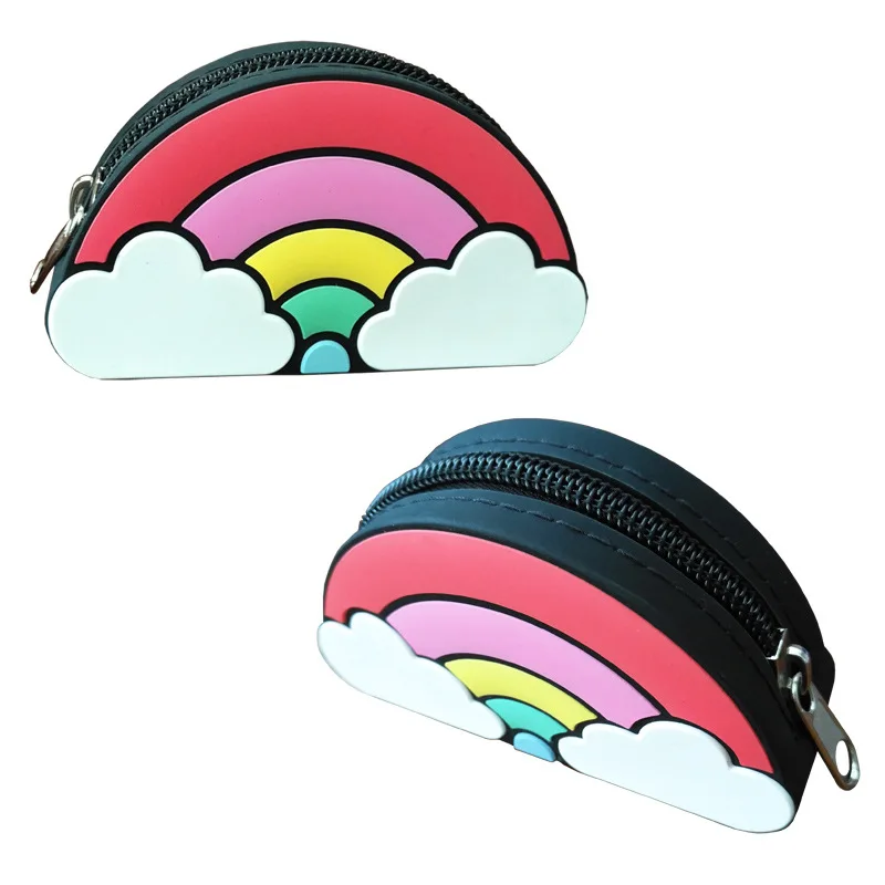 Designer inspired colorful Kawaii silicone mini soft wallets bags rainbow coin purses for kids gift