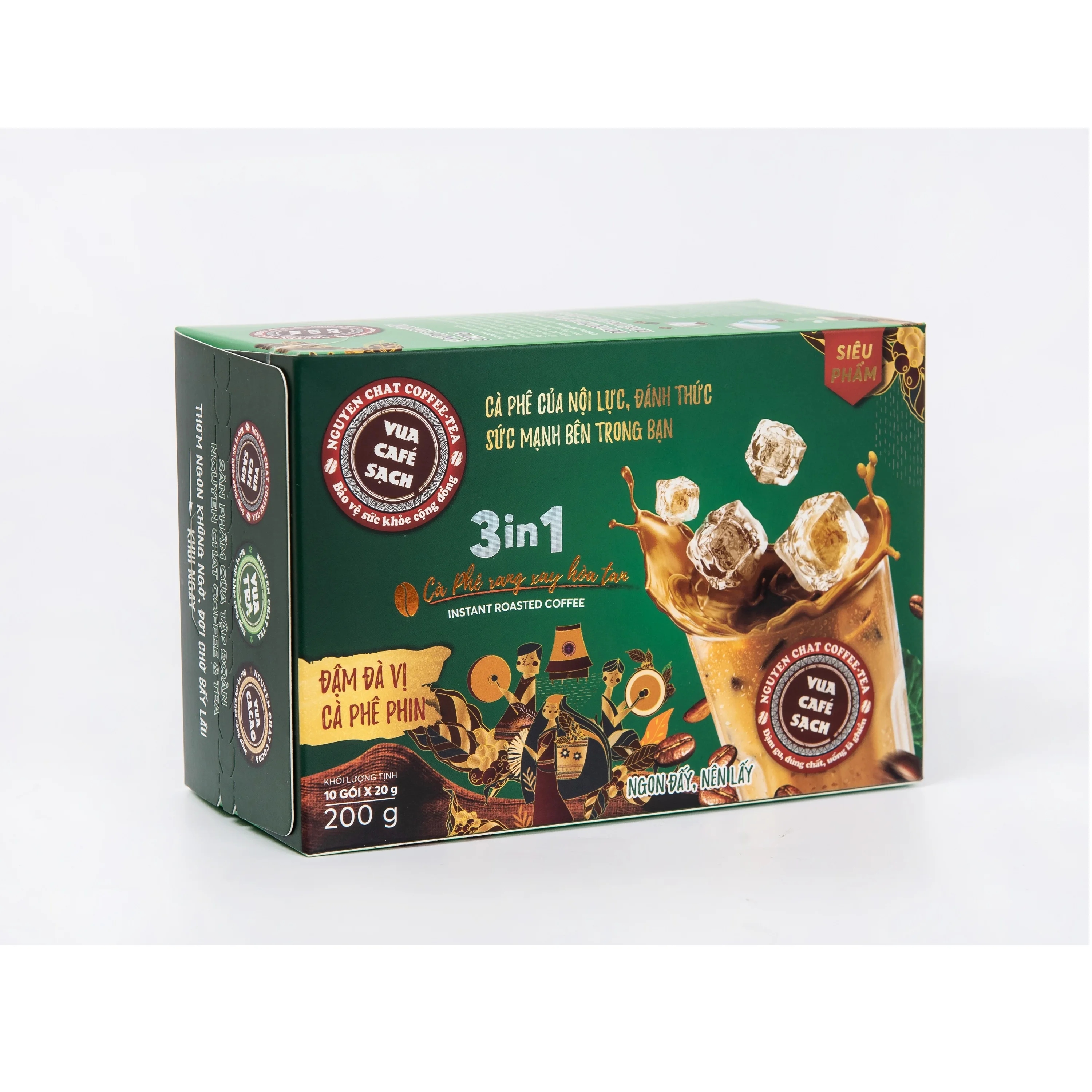 Sugar Ingredient Skin Milk Powder Mouthful Vietnam 0.2kg Weight Puce 3 in 1 Instant roasted coffee powder In Box Packaging