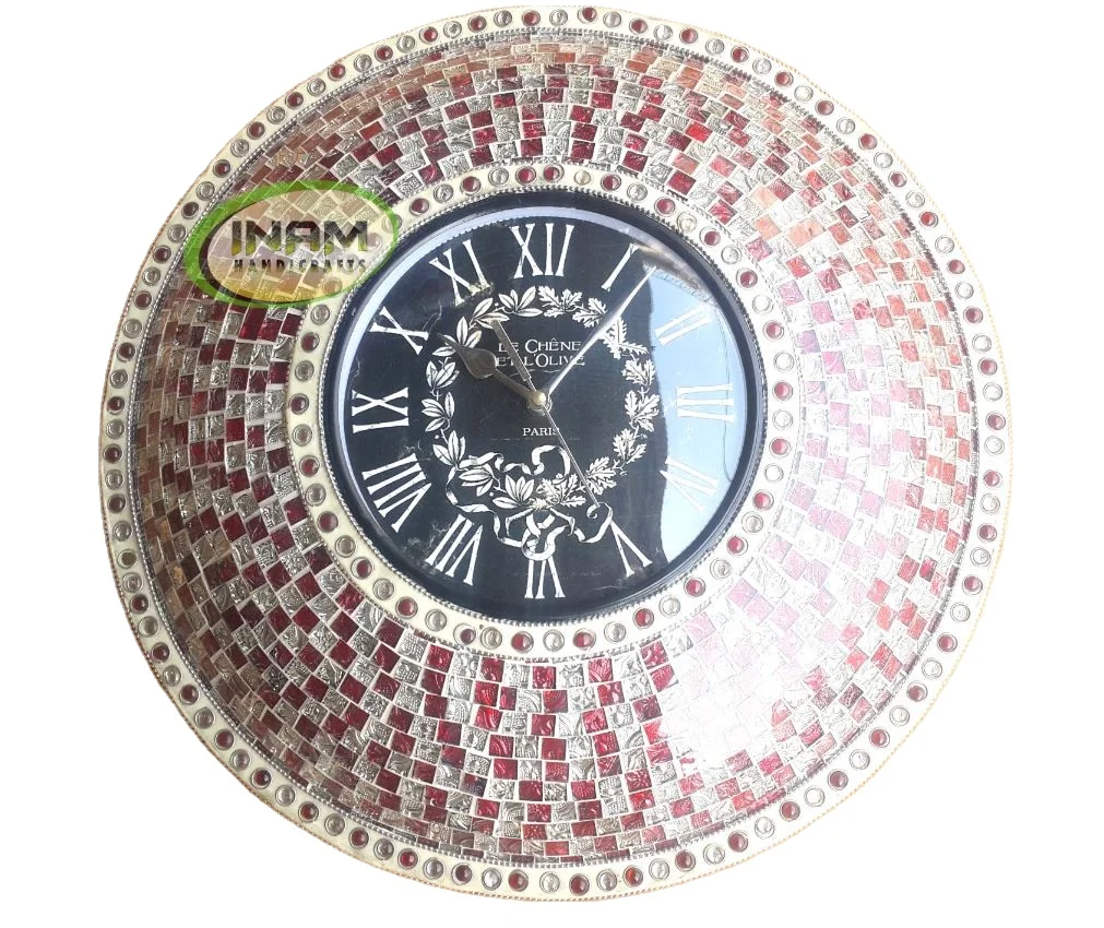 Beautiful designer handmade wall clock with crystal work / decorative wall clock for home decor