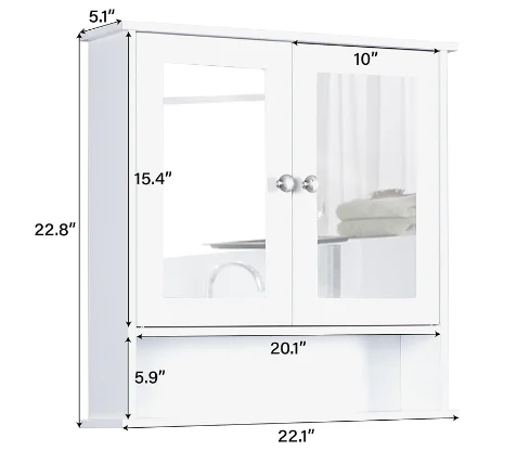 Hot Sale Mirrored Medicine Cabinet Solid Wood Cabinet with Framed Mirrored Door Bathroom Vanity Mirror Black from Viet Nam
