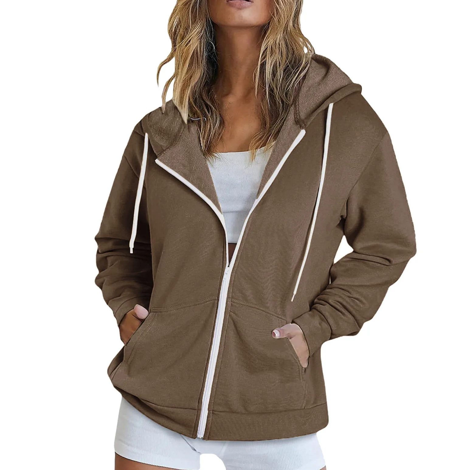Женские однотонные толстовки на молнии