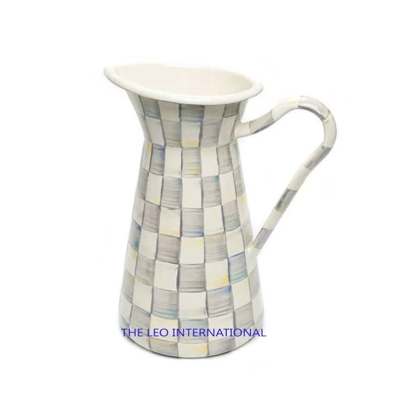Handmade white fancy new design Metal Water Pitcher with brass handle Cold Water Jug decorative wine pitcher