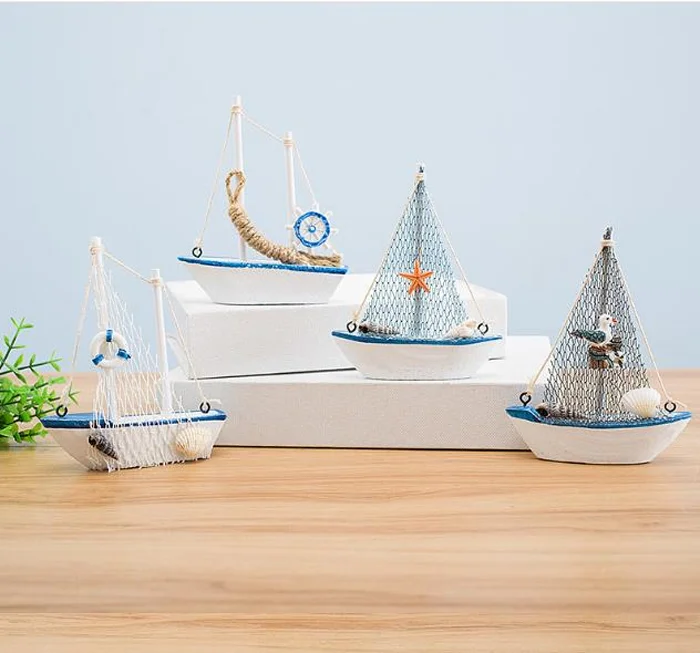 Beach Nautical Mini Wooden Sailing Boat Home Decor