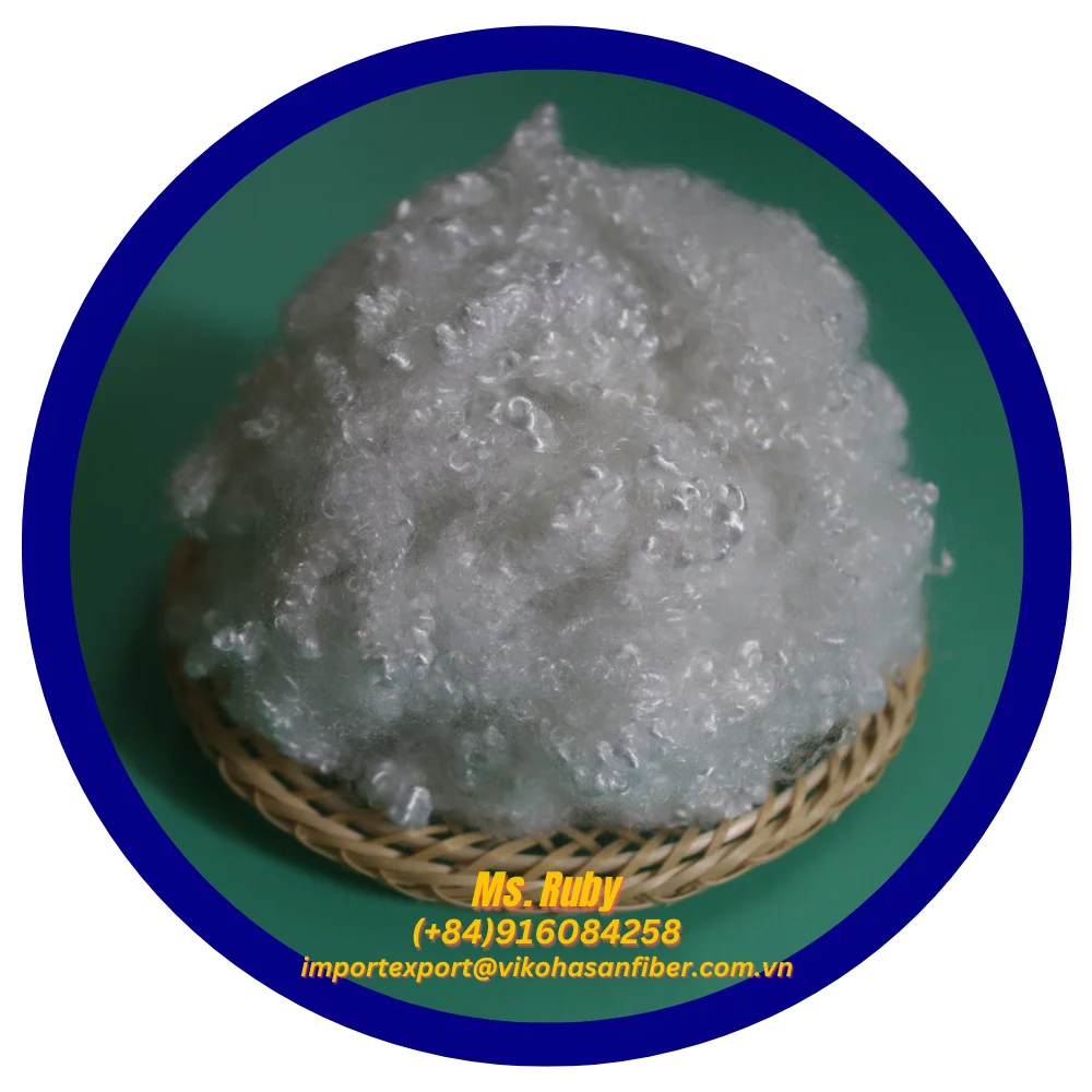 PET Flakes HCS White Grade Polyester Staple Fibers 3D Fine Hollow Low Price Manufacturer-Vikohasan Stuffing Pillows Clothes Toys