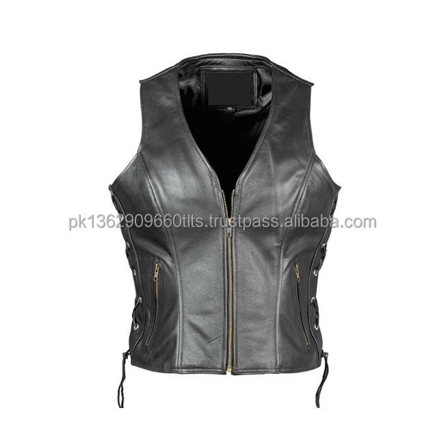 Ladies Motorcycle Soft Leather Vest- Vintage Look Trendy Style Women Biker Vest, Distressed Brown Leather Motorcycle Vest