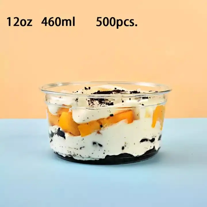 8oz,12oz 16oz 24oz 32oz Clear Disposable Fruit Ice Cream PET/PLA Plastic Dessert Salad Take Away Dessert Acai Bowl With Lid