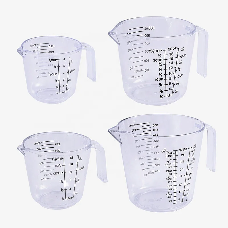 150-1000ml 17*13cm Transparent Brown Kitchen Liquid Double sided Measuring Cup BPA Free Plastic Measuring Cups Set Baking Tools