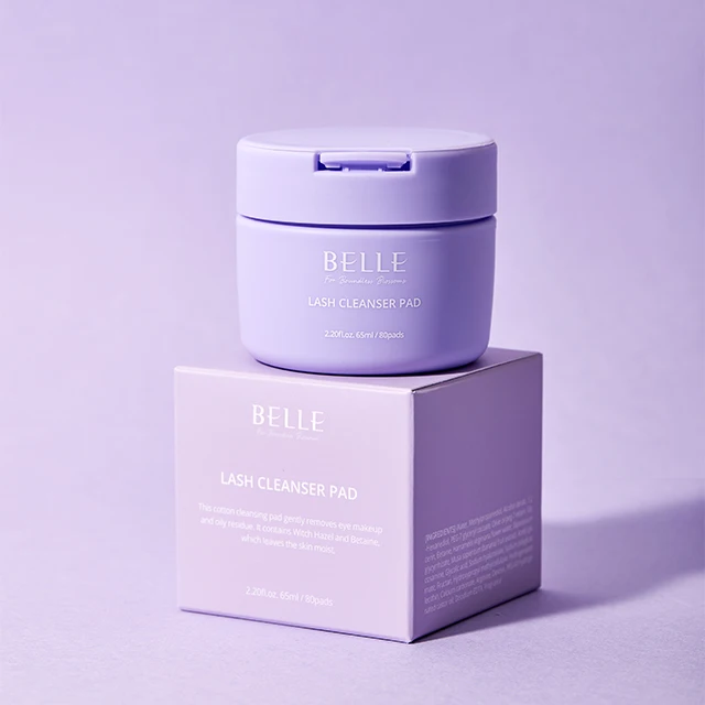 Belle Lash cleanser pad 80count Vegan certified Made in Korea cotton pads lip and eye remover pad Korean makeup remover