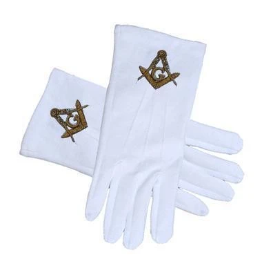 Masonic Customized Symbol Cotton Gloves White For Freemasons quick dry anti bacterial Masonic Formal Wear Gloves plain OEM