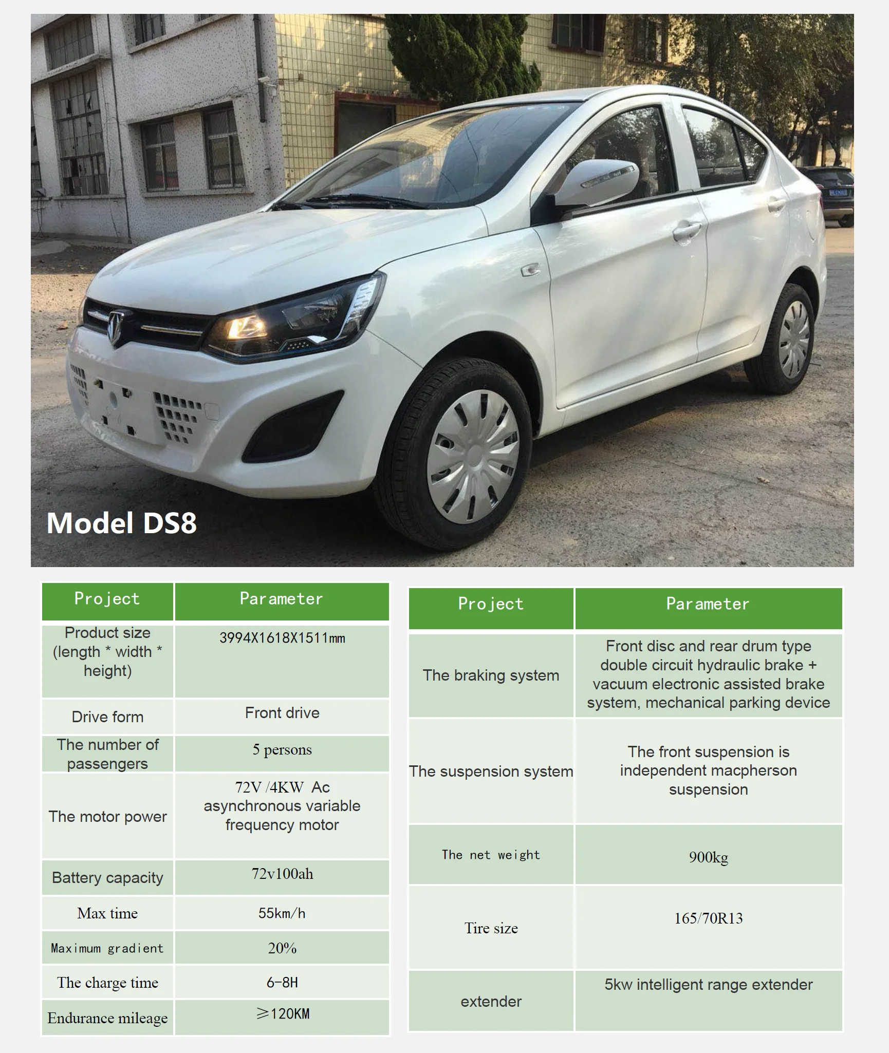 Fast charge time left steering 5 seats front suspension electric car engines New Energy with tire size 165/70R13