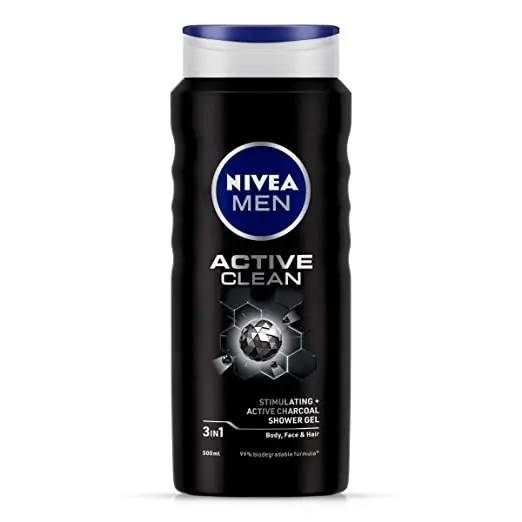 Nivea Men Body Wash Active Clean With Active Charcoal Shower Gel For Body Face & Hair, 250 ml At Best Price