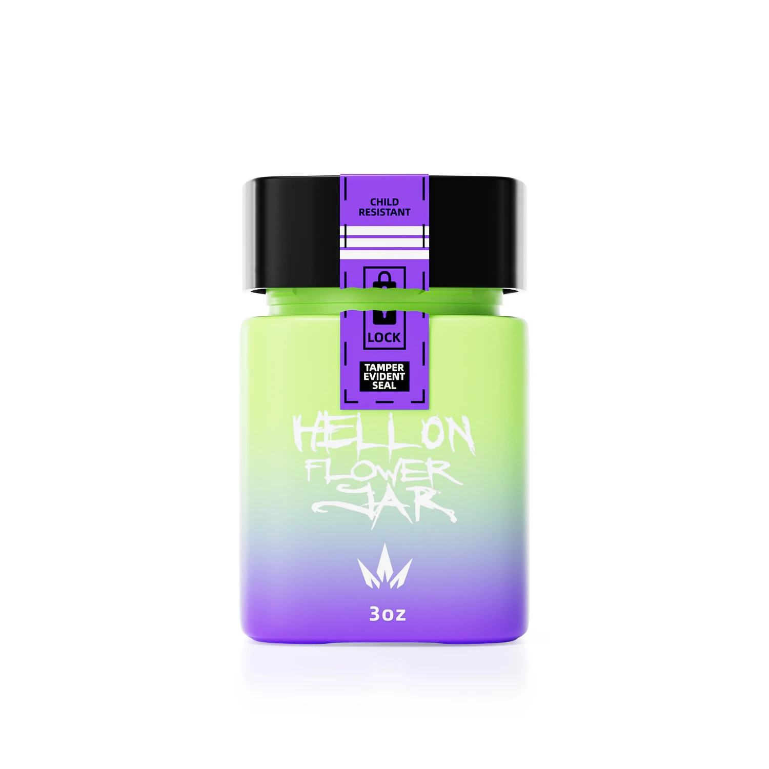 Custom tamper evident labels eight jar 1g 3.5g flower rectangle stash CR glass jar child resistant square glass jar