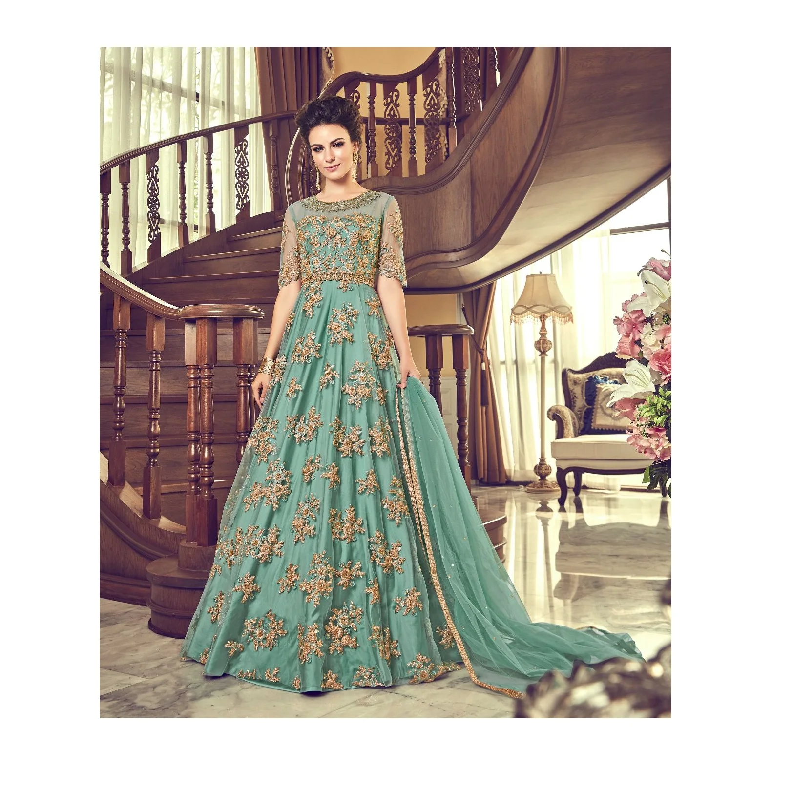 Latest collection 2021 Anarkali suit with heavy embroidery and stone work / wedding dress / traditional dress