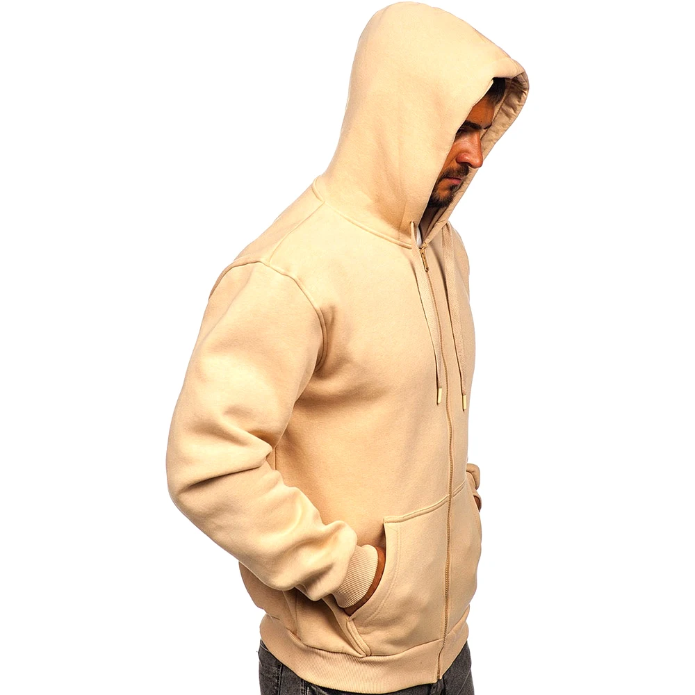 Custom Men Full Zip Up Hoodie Sweatshirt High Quality Blank Plain Long Sleeve Heavy Weight Wholesale Cotton Hoodie