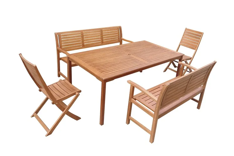 2024 New Arrival Luxury Patio Garden Furniture Outdoor Acacia Wood Acacia For Garden Table Set