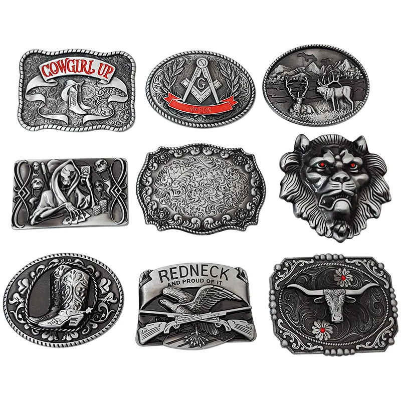 Wholesale 3D Sculpting Cowboy Luxury Wide Metal Mencasual Belt Buckle For Custom