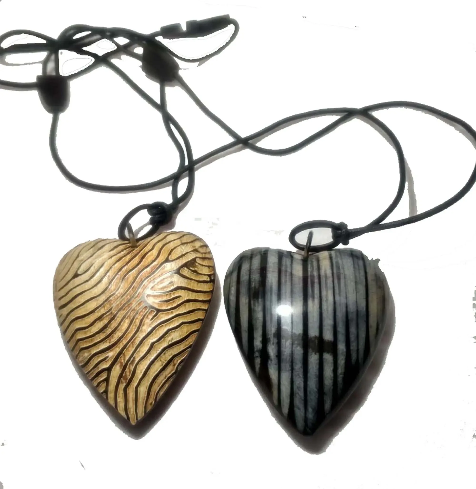 Pendant Necklace Buffalo Horn Heart Shape Leopard Printed Long Boho Fashion Necklaces Natural Costume Jewelry