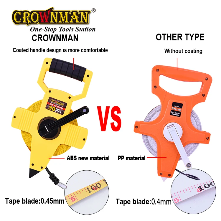 CROWNMAN Measuring Tools 50/100m long distance tools scale clear wear-resistant high-precision Fiberglass tape measure
