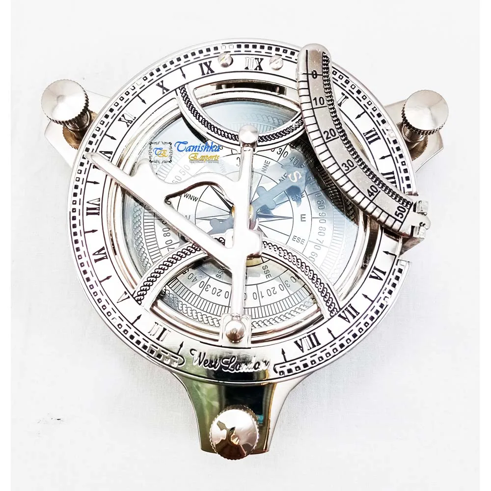 Brass Sundial Compass Nautical Engravable Compass Hiking Camping Maritime Gift Pirate Metal Craft Compass