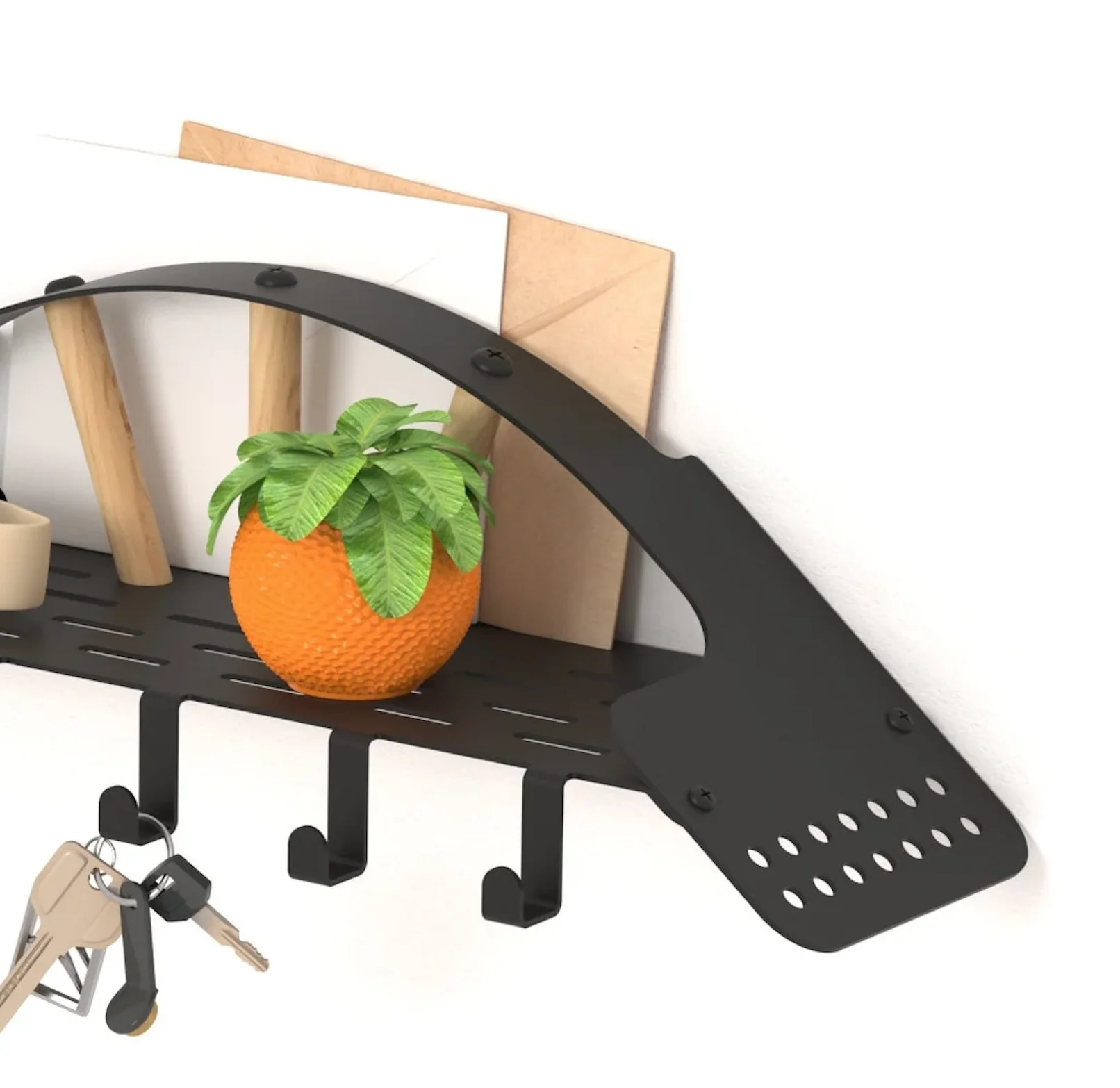 Бестселлер современный дизайн органайзер для почтовых отправлений черный металлический держатель ключей на стену с полками 5 крючками милый подарок