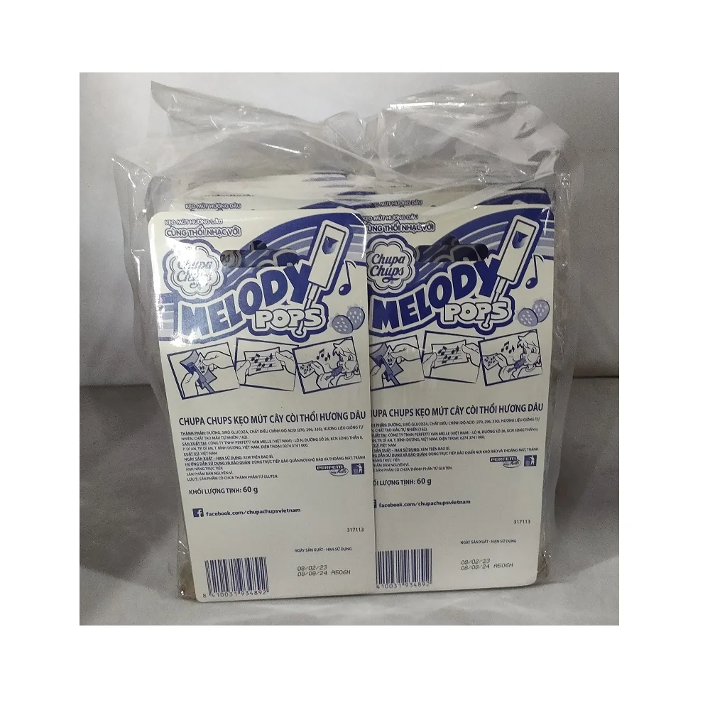 Chupa Chup Lollipop Melody Pops Strawberry Whistle Lollipop Kid Candy Wholesale Vietnam Competitive Pricing Package Low MOQ