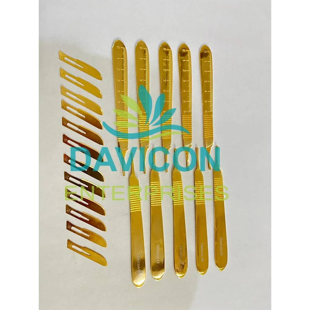 Davicon High Quality SCALPEL HANDLE NO-3 Scalpel blade size 10 Gold Edition SET | Skin Graft Knives
