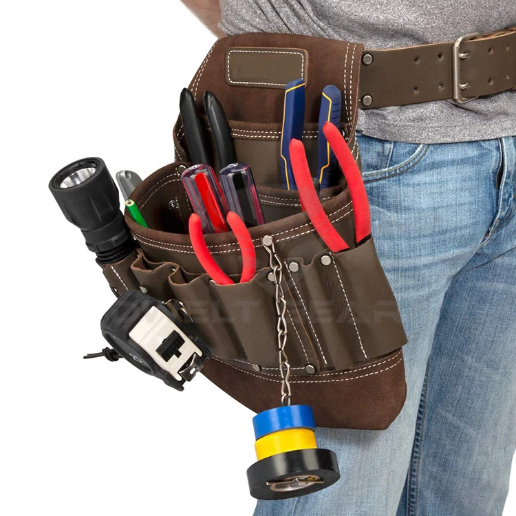 2023 High Quality Customize Leather Made Multi Pockets in Tool Bag OEM