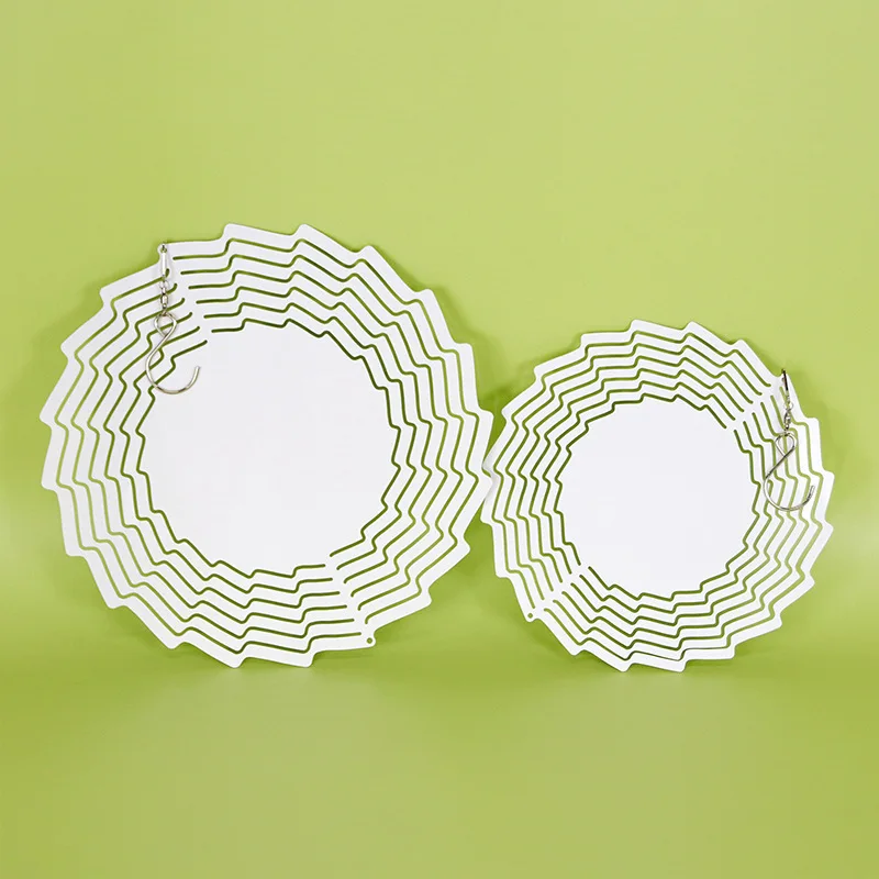 Custom Double sided heat transfer 10 inch circle sublimation white metal blank garden wind spinners