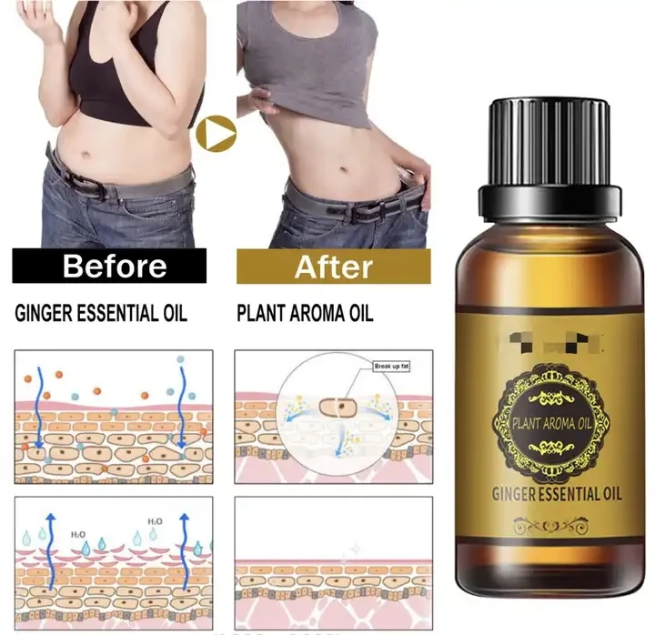 Wholesale 100 Natural Ginger 30ml Belly Drainage Ginger Essential Oil for Weight Loss Belly Fat Away Ginger Slimming Massage Oil