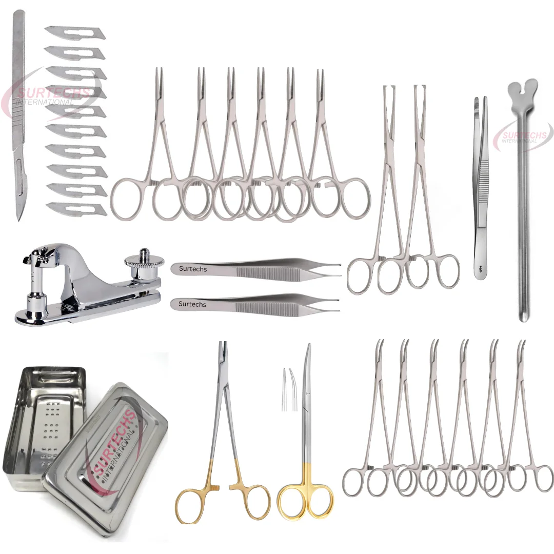 Surtechs 24-Pcs Stainless Steel Male Circumcision Instruments Set Basic Urology Surgical Male Foreskin circumcision forceps