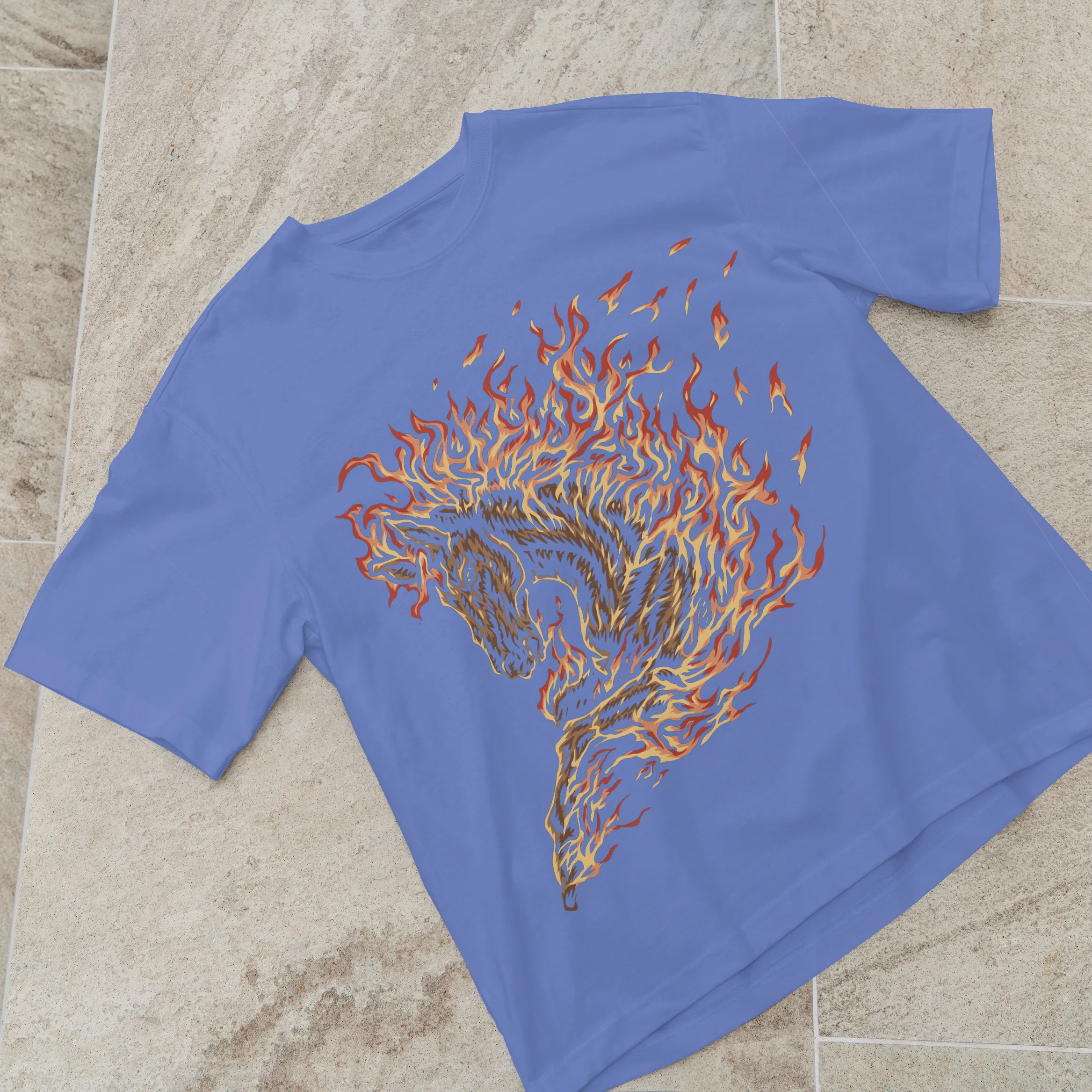 100% cotton bamboo fiber t shirt for men wholesale price big log on front fire bird high quality fashion wear t shirt