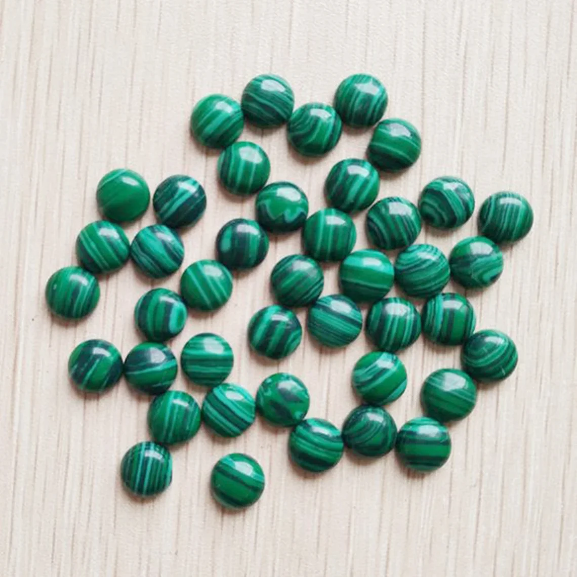 8 MM Round Malachite Calibrated Stone Gemstone Cabochon Buy Wholesale Lot in Bulk Malachite Loose Gemstones 8mm