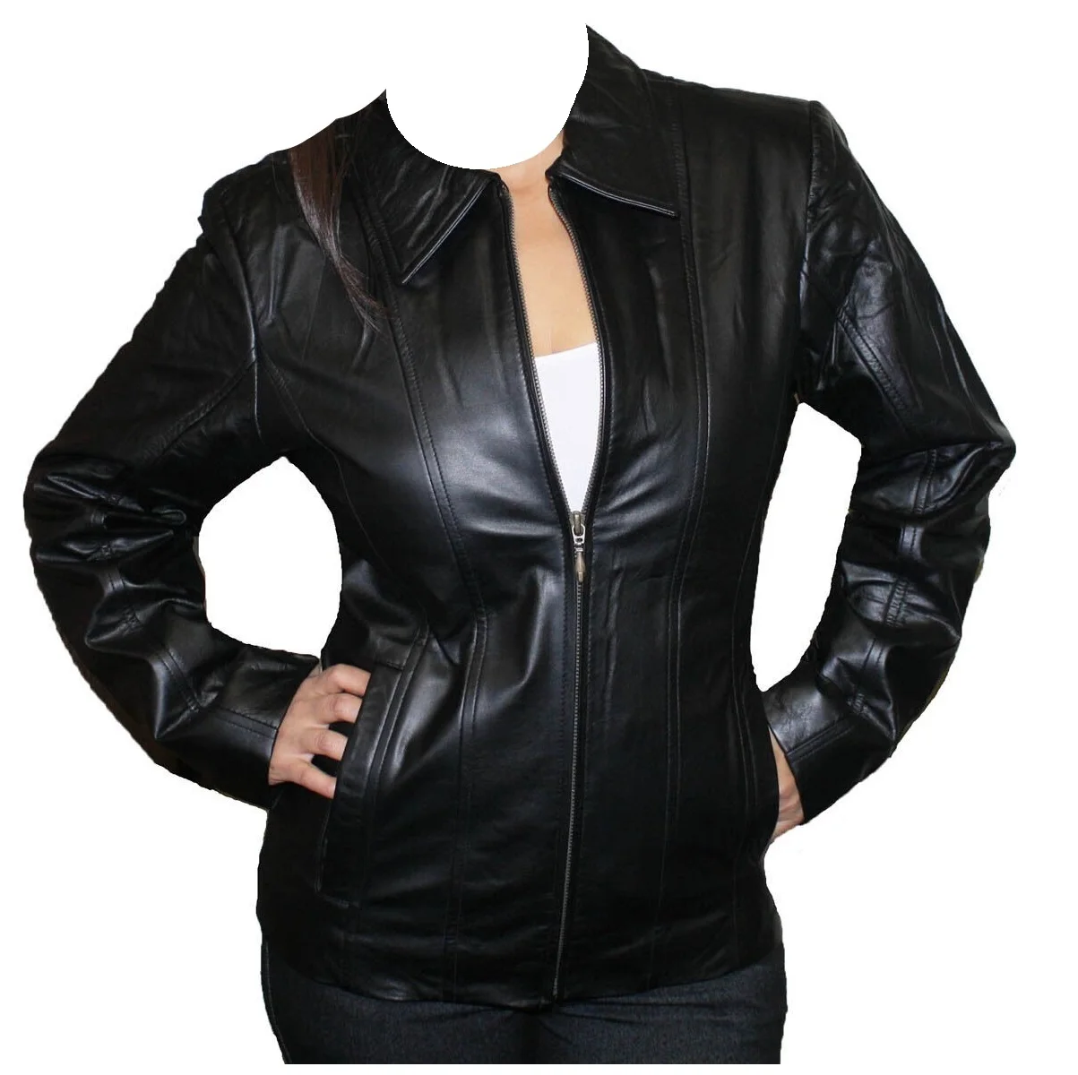 Factory Custom western style girls vintage real sheepskin leather Pakistan motorbike women genuine leather jacket for ladies