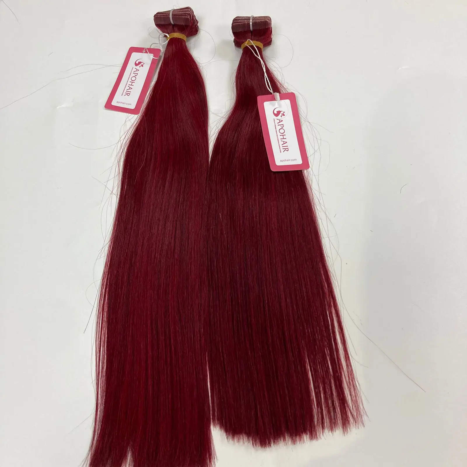 Top quality double Drawn Brazilian Virgin Tape In Hair Extensions Wholesale 100% Red Color Tape Hair Extensions