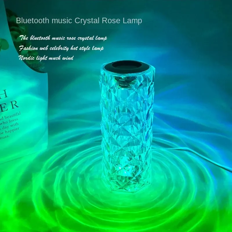 Hot sale Multicolored RGB Touch Led Table Lamp USB Charging Crystal Acrylic Rose Audio Light For Bedroom Living