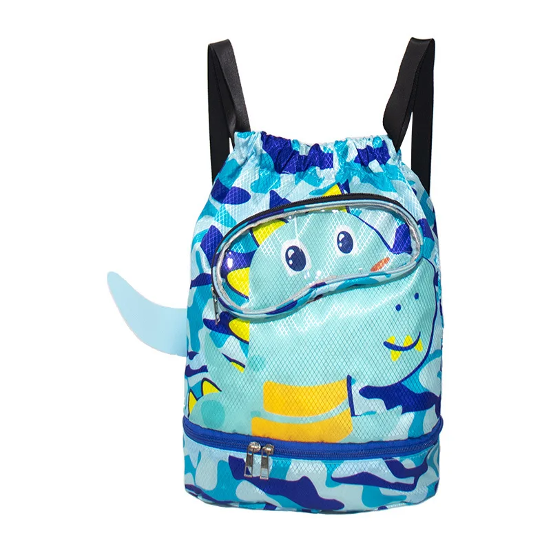 Summer Beach Drawstring Bag Surfing Kids Swimming Drawstring Backpack Vacation  Week Miami Dry Wet Clear Window Swim Backpack